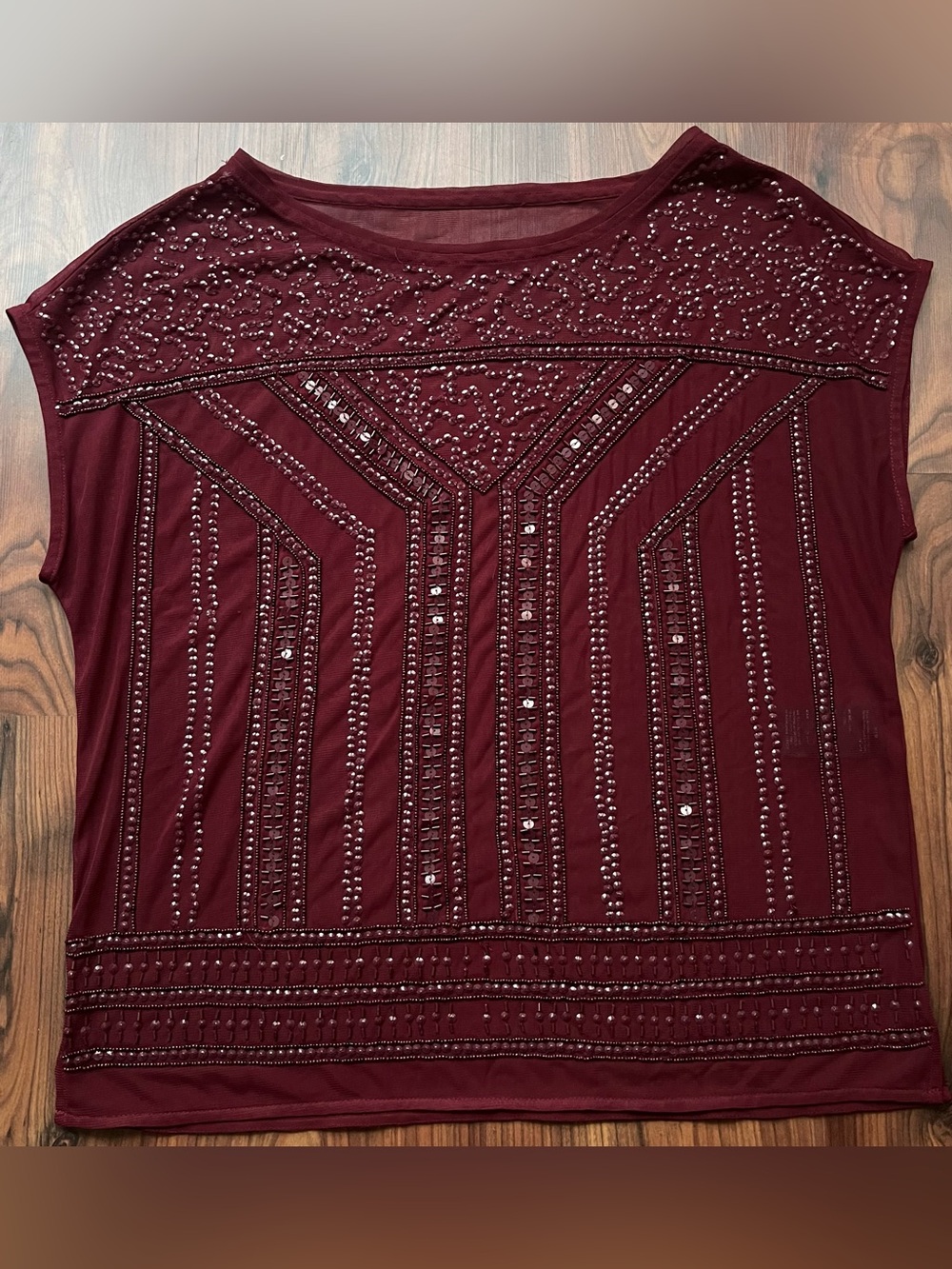 Chico's Embellished Sleeveless Top in Burgundy